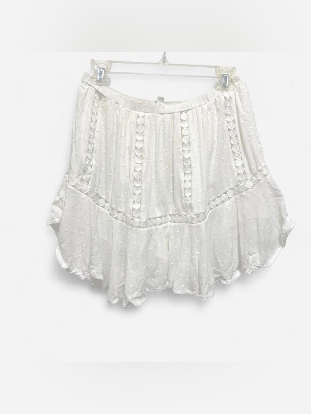 MABLE White Lightweight Elastic Waist Skirt With Built In Shorts Size L